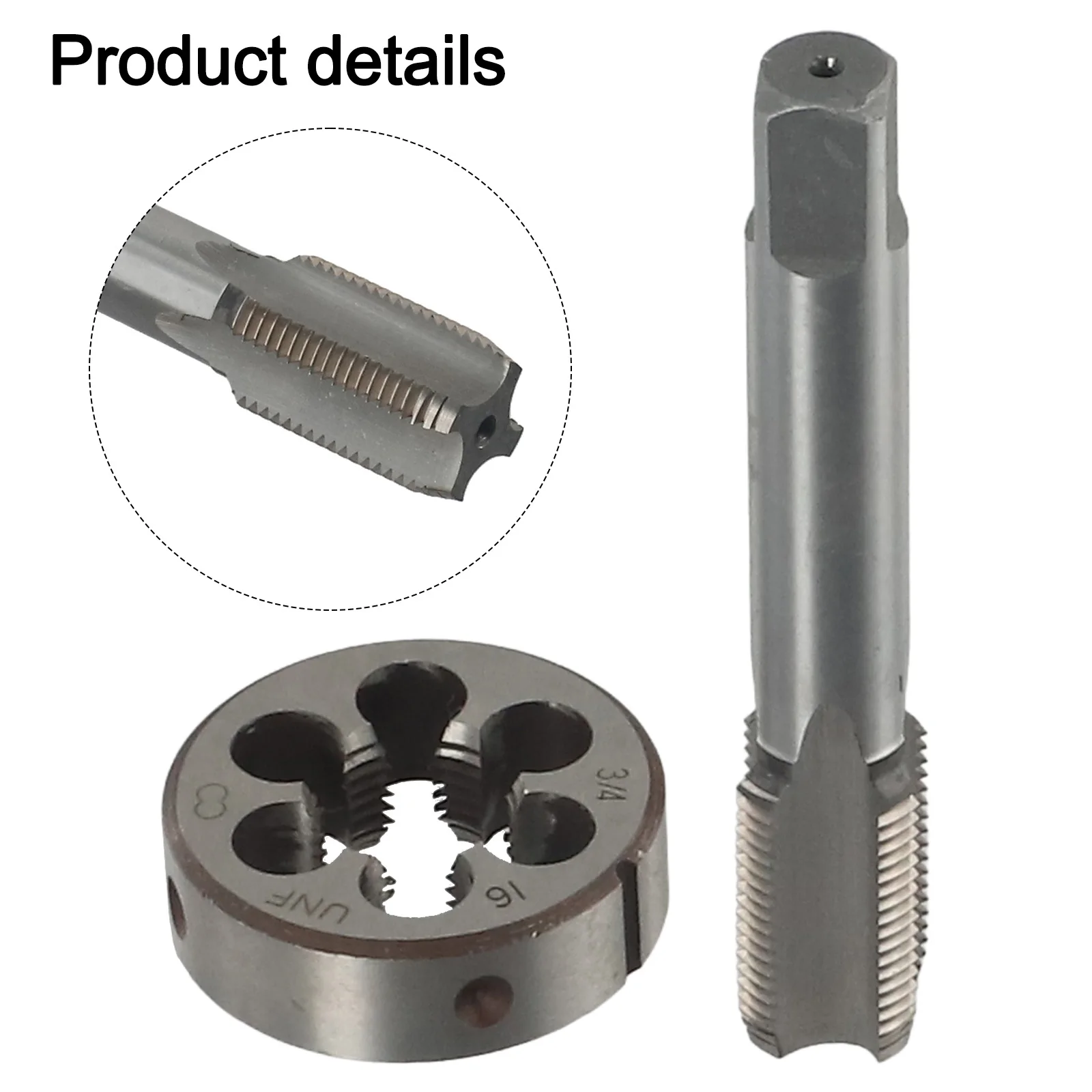 

3/4-16 UNF Tap and Die Set HSS Right Hand Thread 3/4 Inch 16 TPI for Metal and Plastic Threading Tools High Speed Steel Material