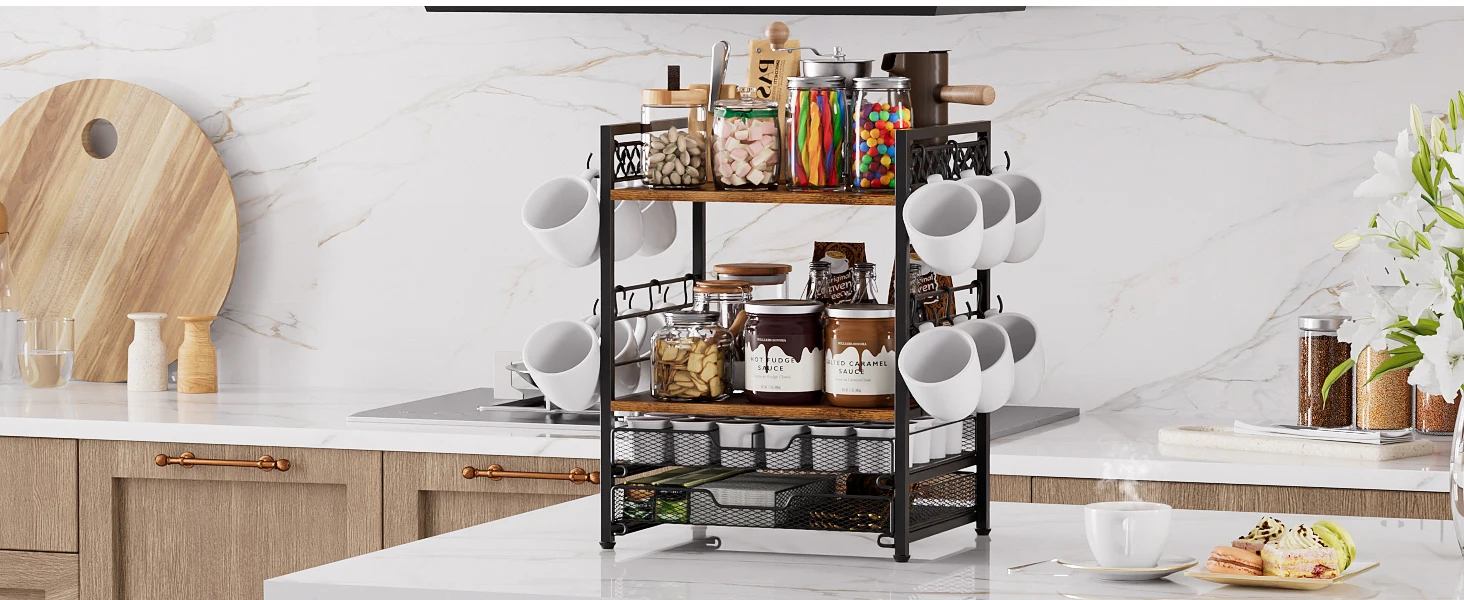 Coffee Bar Organizer Coffee Station K Cup Holder for Countertop