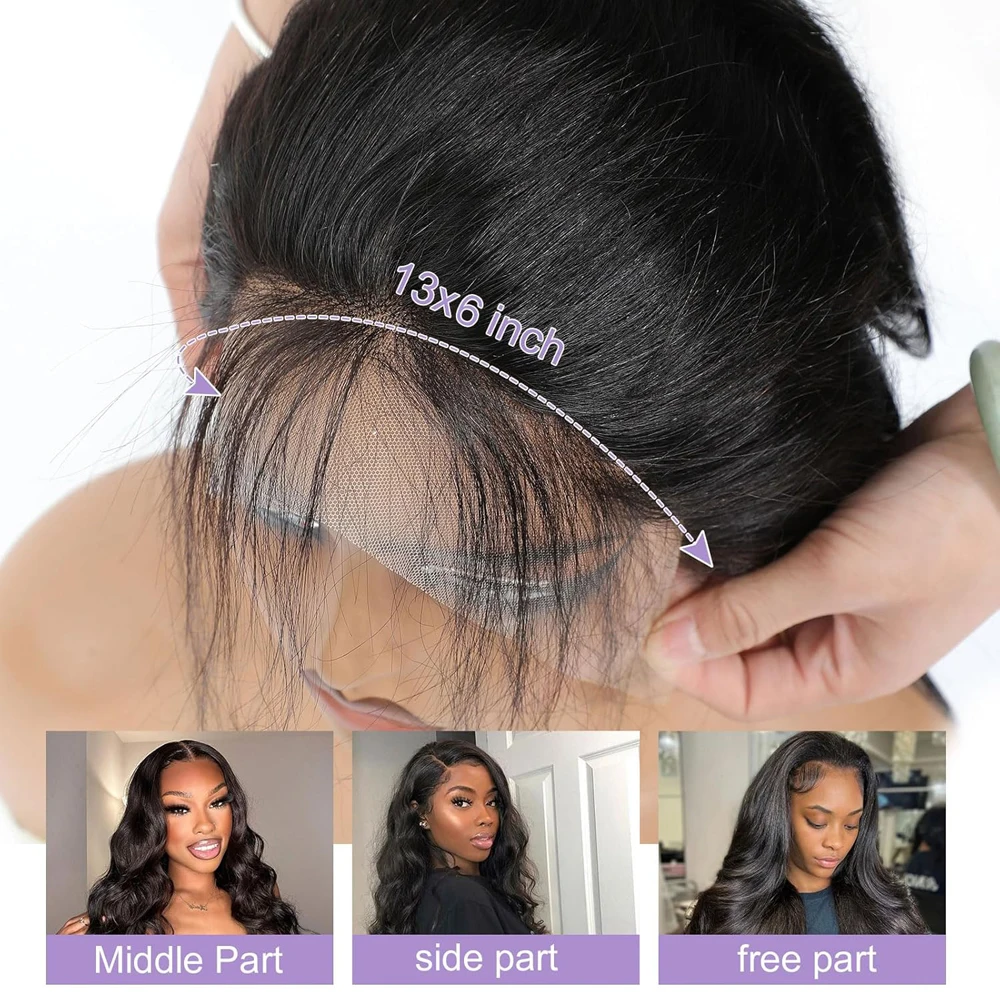شعر بشري مموج 13x6 دانتيل أمامي منزوع مسبقًا بكثافة 150% لون طبيعي شعر عذراء برازيلي 12-22 بوصة