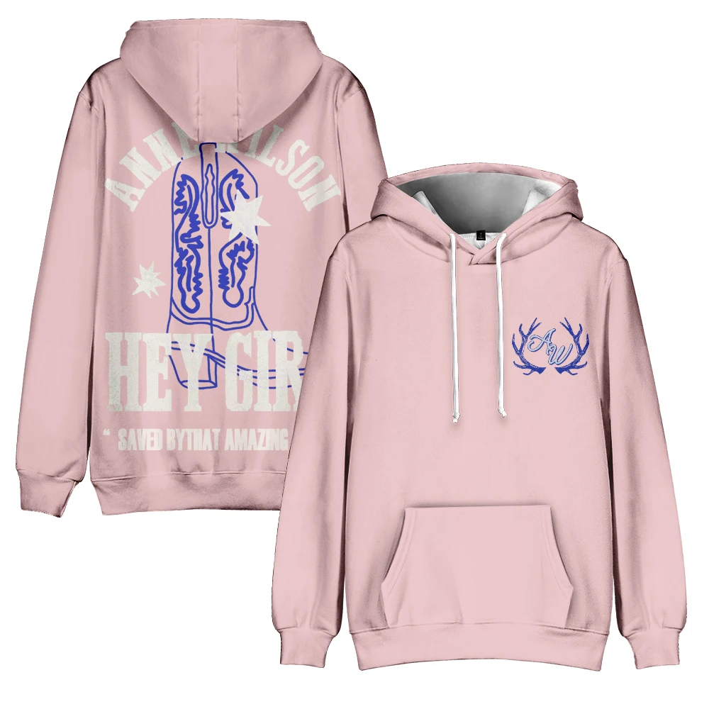 Anne Wilson Merch hey Mädchen Stiefel rosa Hoodie Langarm Streetwear Männer Frauen Sweatshirt Casual Style Mode Kleidung