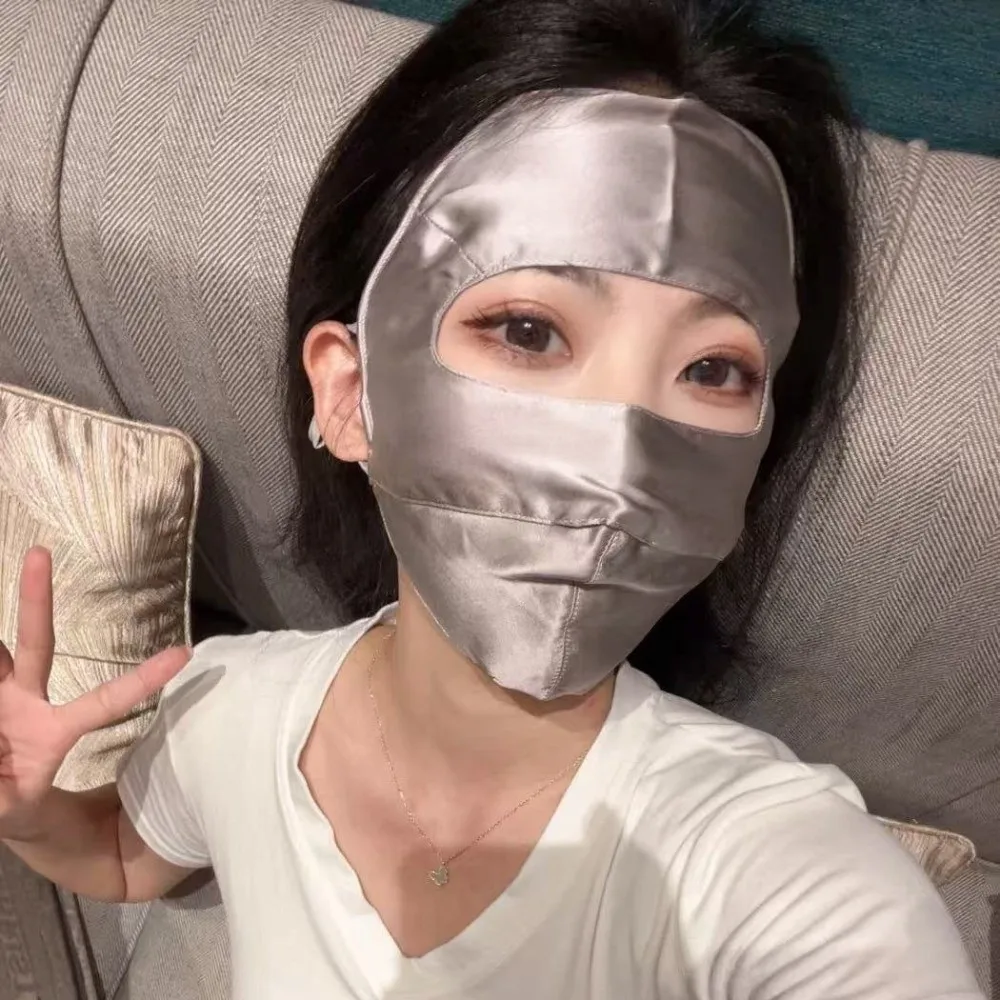 

100% Silk Summer Sunscreen Mask UPF50+ Sun Protection Bike Cycling Mask Cooling Skin-friendly Face Mask for Outdoor Sport