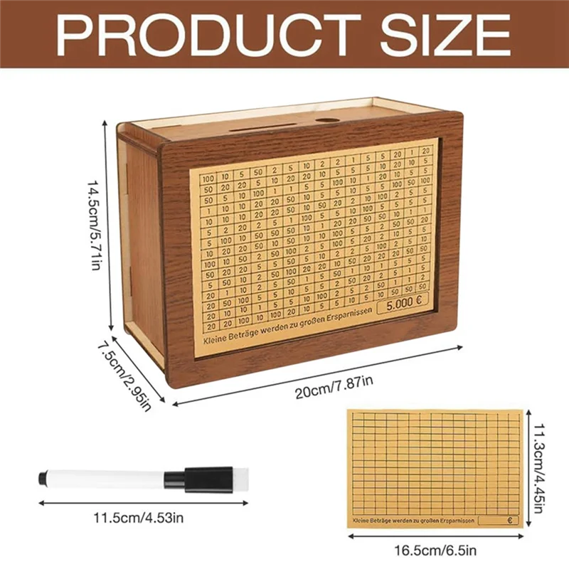 AED7-Retro Money Box Wooden Piggy Bank,Adult Piggy Bank, Money Saving Tin, Reusable Money Box