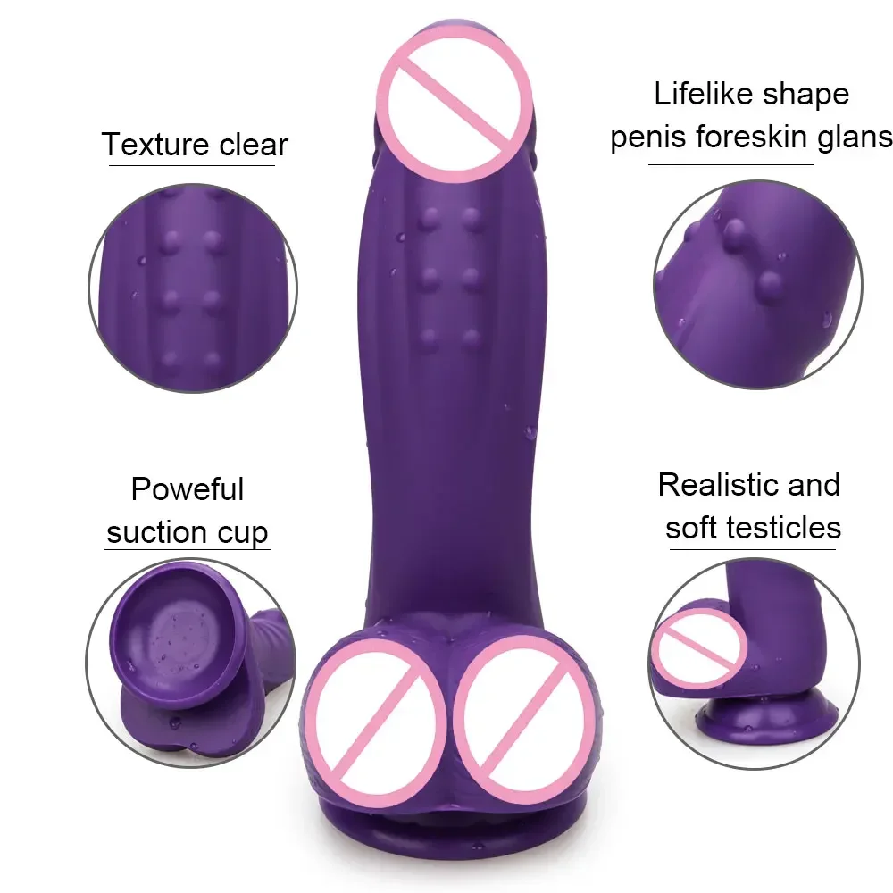 7inch Purple Color Realistic Silicone Dildo Simulated Fake Penis Soft Butt Anal Plug Female Vagina Stimulator Sexy Tool Sex Toys