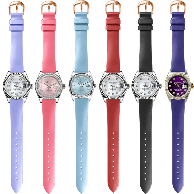 Fluororubber Watch Strap For Rolex Yacht-Master 37 M268655 Ladies Small Datejust Oyster Perpetual Replacement Watch Band 16 18mm