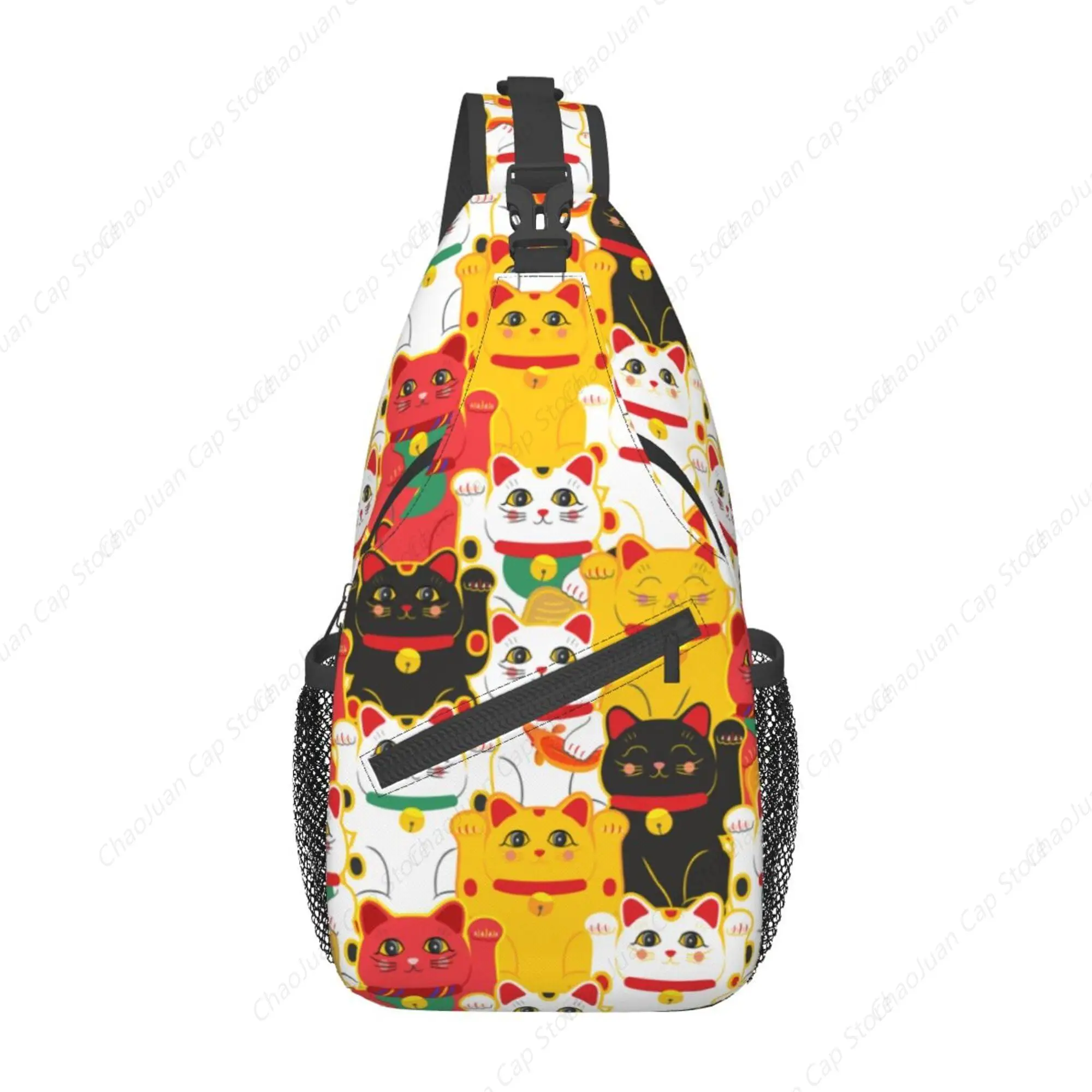 

Japanese cute lucky cats Chest Shoulder Backpack Lightweight Sling Bag With Adjustable Strap Waterproof Sling Bags Shoulder