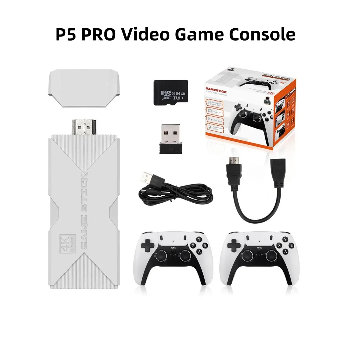 Console de videogame para meninos, controlador sem fio duplo, vara de jogo, 4K, 41000 jogos, 128GB, jogos retro, presente de Natal, P5 PRO, 2.4G