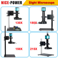 4K 48MP HDMI USB Electronics Digital Microscope 1080P 30FPS Camera 130X 150X 180X 215X C-mount Zoom Lens Soldering Microscopio