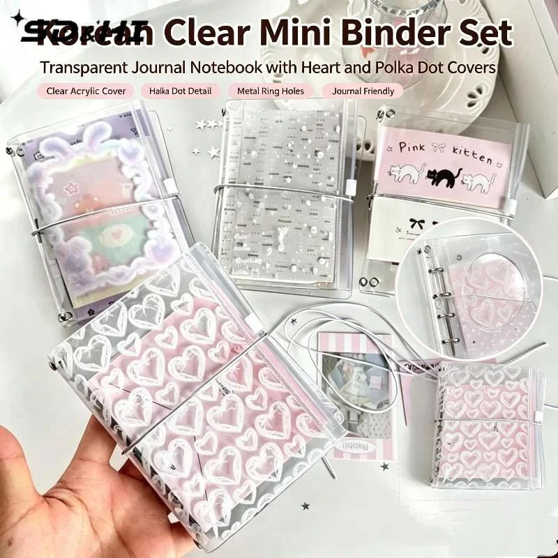 Korean Transparent PVC TN Notebook Cover With Zipper Elastic Band Traveler PVC Binder Passport Booklet Travel Document Package