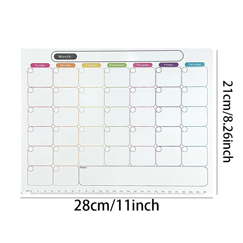 2 Specification Refrigerator Sticker Erasable Monthly and Weekly Planner Soft Magnetic Calendar Stickers Notepad Message Board