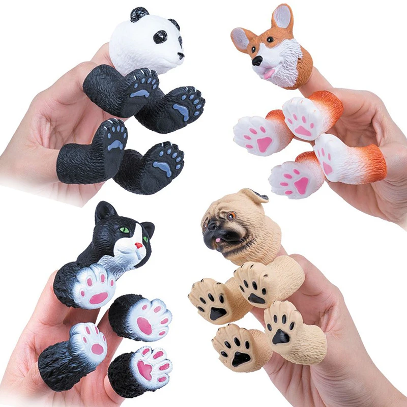 1Set Kinderen Vingerpop Dieren Eekhoorn Hand Vinger Verhaal Puppets Game Kat Puppy Panda Vinger Poppen Speelgoed Voor Kinderen geschenken