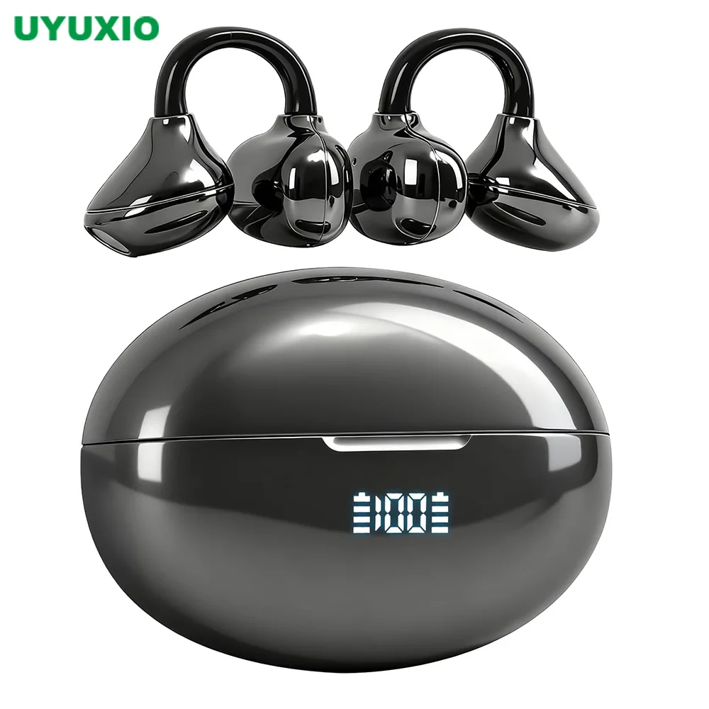

UYUXIO Wireless Open Ear Headphone BT 5.4 Clip on Earbuds 72H Play Time with Long-Battery Life Over Ear Buds for Sport Workouts