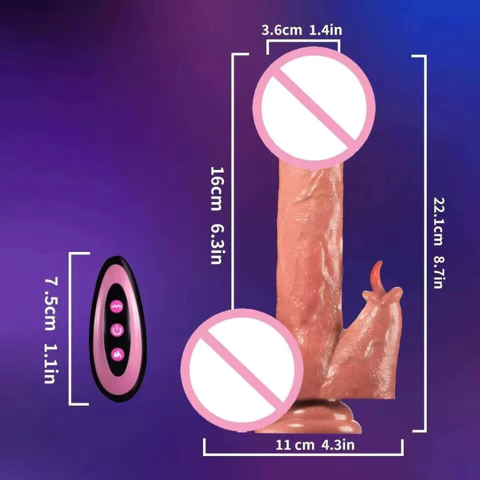 8.7 Inch Silicone Realistic Thrusting Dildo Licking Vibrator Anal Clit G-spot Stimulation Remote Control Waterproof IPX6 Adult