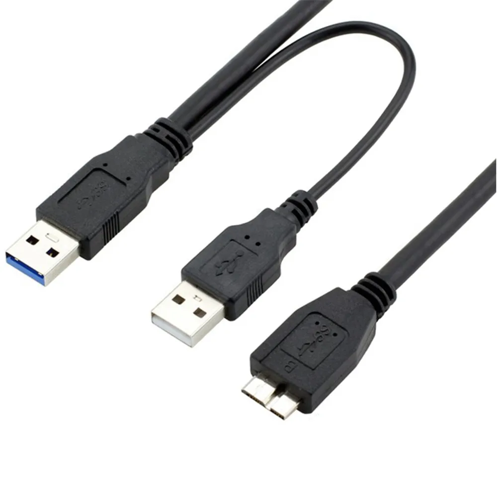 USB 3.0 Dual Power Y Shape 2 x Type A To Micro B Cable External Hard Drive Disk 0.5M 1M