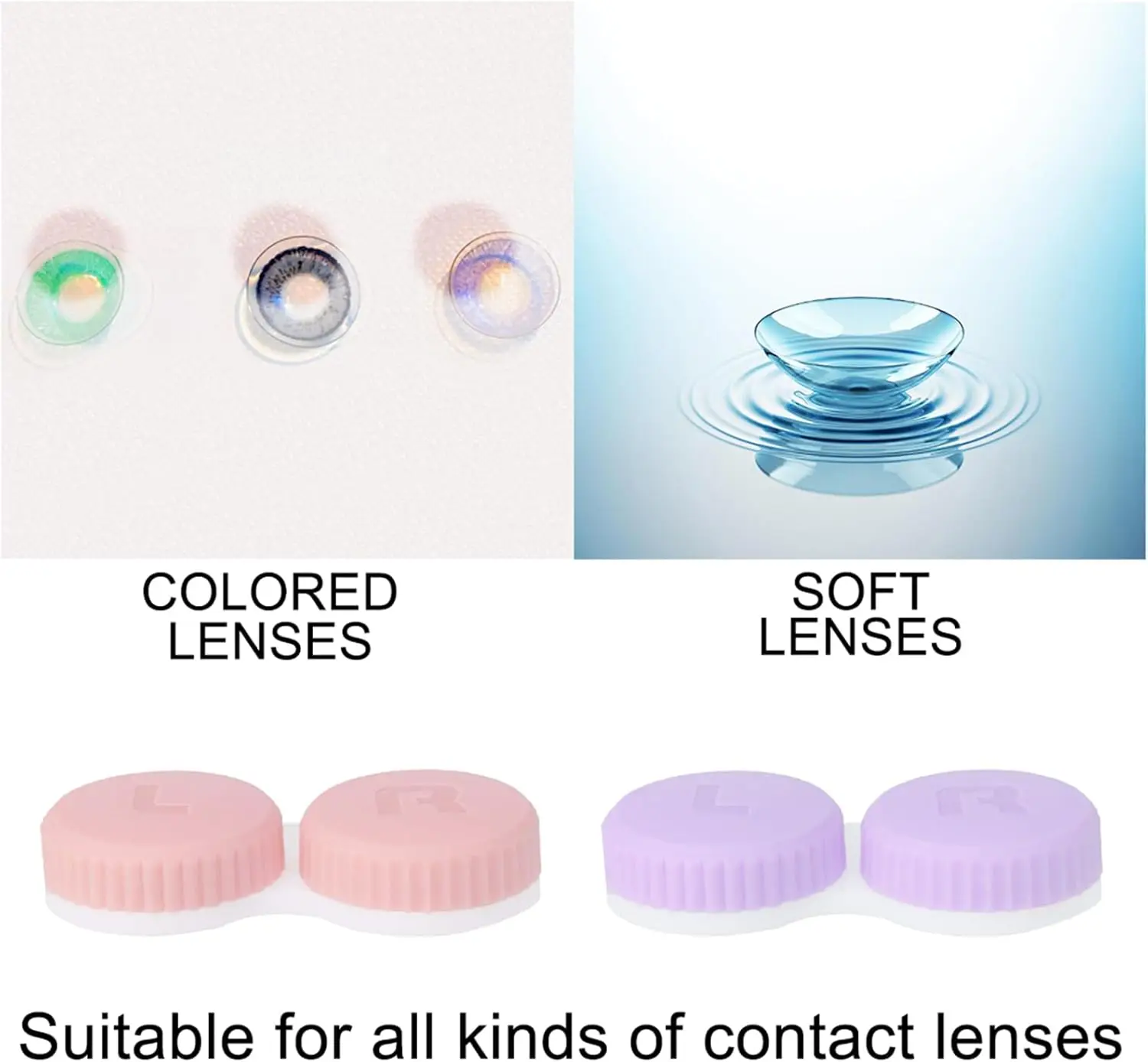 Boîte de étui pour lentilles de contact, mini étui pour lentilles de contact, conteneur de support de boîte en vrac coloré, ensemble de étuis pour lentilles de contact