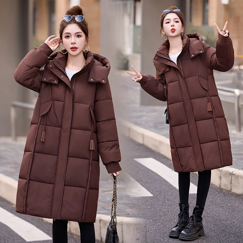 

Winter Thiened Large Size Loose Cotton Jaet with Hood down Cotton Coat Women's Mid-Length Small Size Cotton Outerwear