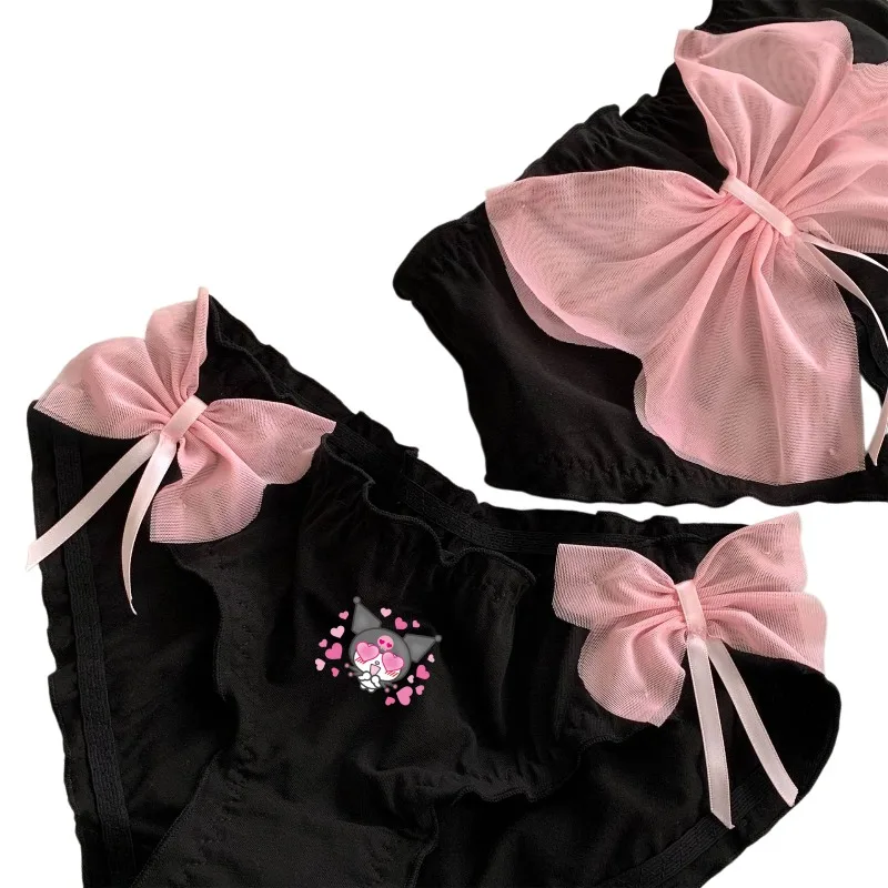 Braguitas de mujer sexys con lazo grande hueco, estilo Lolita, con volantes, estilo princesa, de seda de leche elástica, de cintura baja