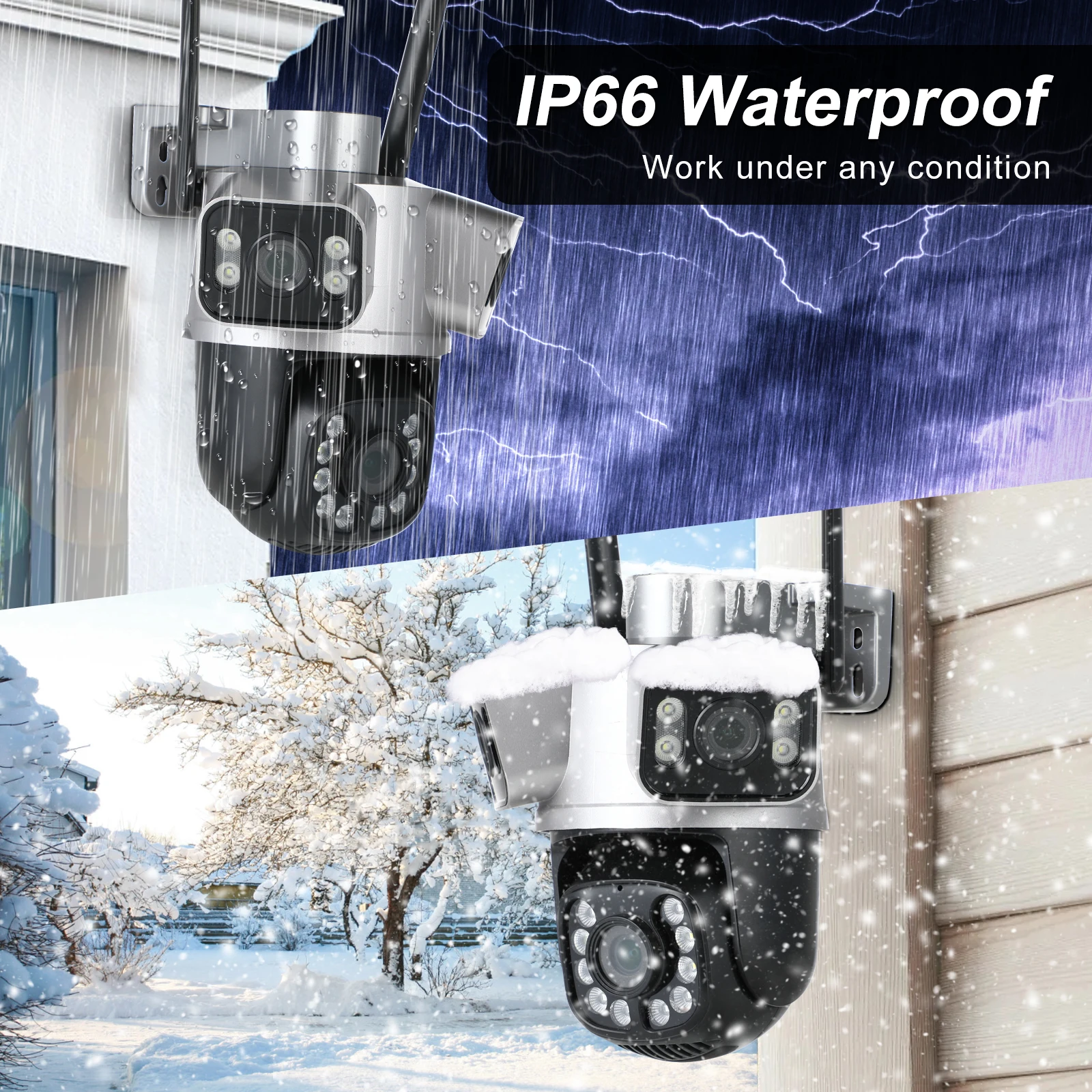 IP-камера 9 МП, 5K, HD, Wi-Fi, 3 объектива