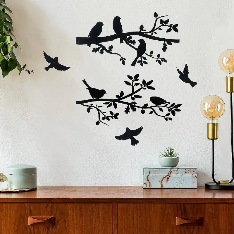 1Set, Metal Bird Wall Art, Bird In Branch Metal Wall Art Decoration, Indoor Bedroom Living Room Decoration, Holiday Decoration