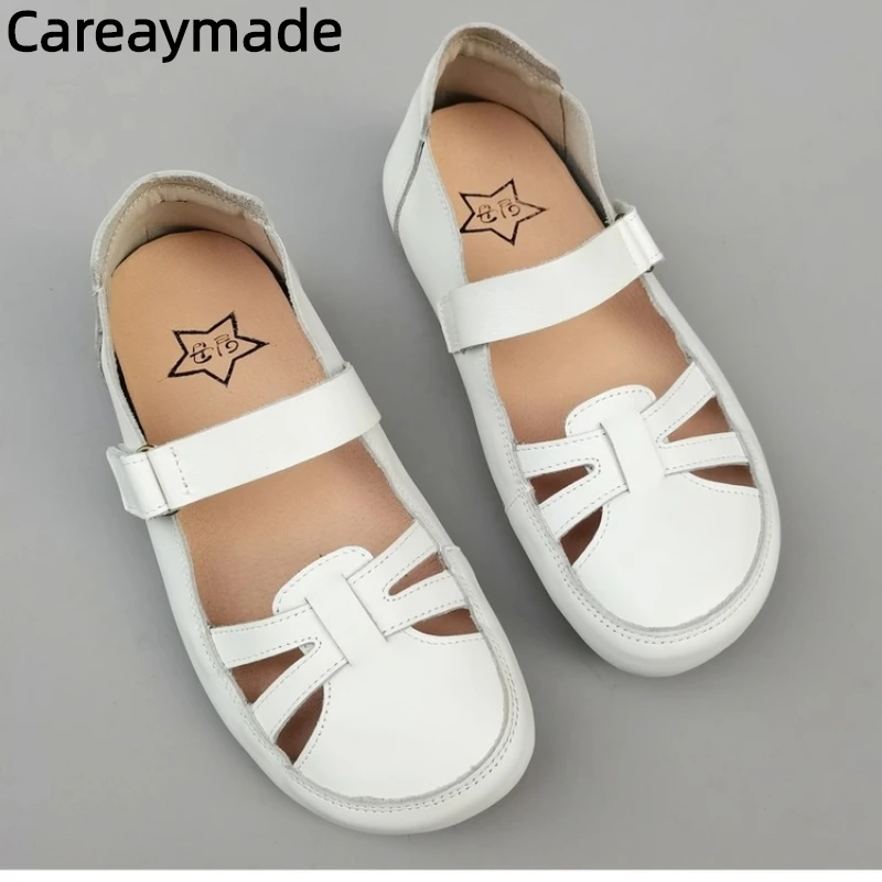 

Careaymade-летняя женская обувь из натуральной кожи, сандалии из воловьей кожи с верхним слоем, дышащие повседневные туфли большого размера на мягкой подошве