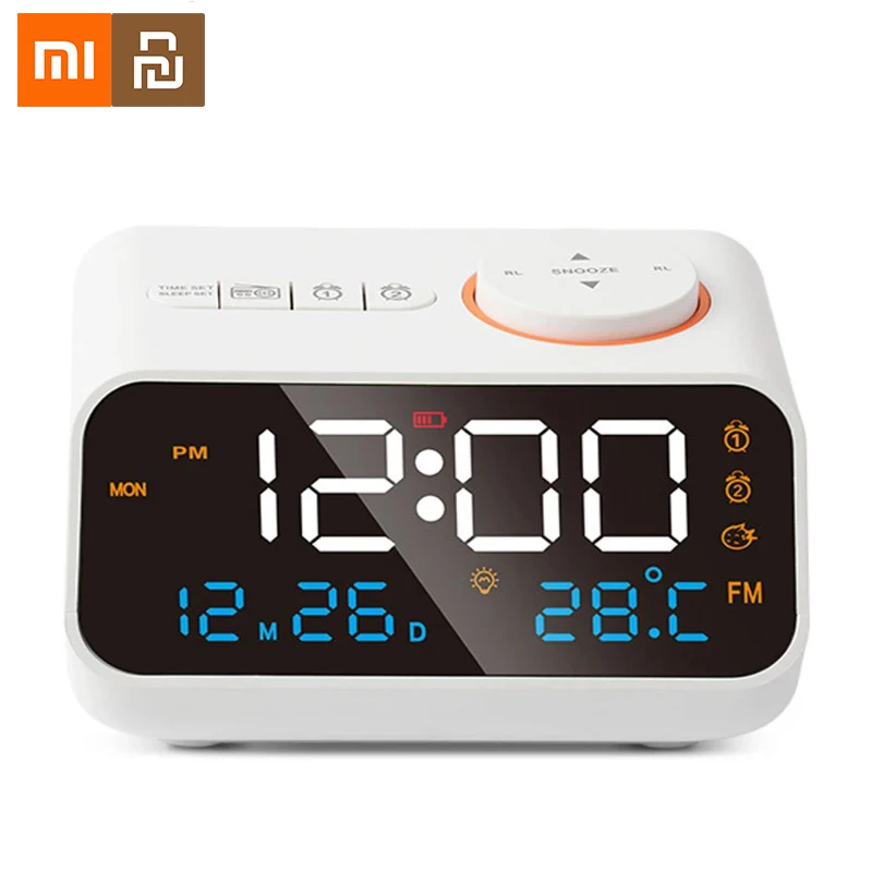 Xiaomi Mordern FM Radio LED Alarm for Bedside Wake Up Digital Table Calendar with Temperature Thermometer Humidity Hygrometer