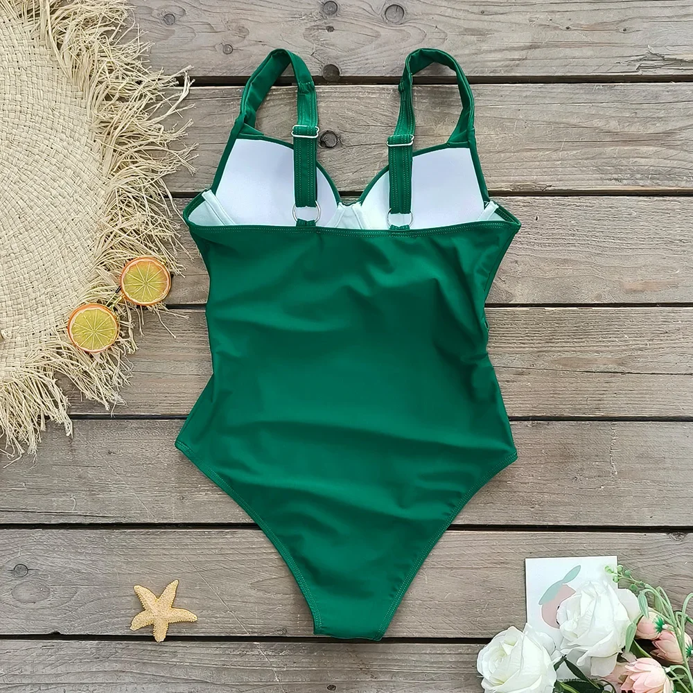 2024 New Retro One Piece Swimsuit Skirt Shoulder Strappy Swimsuit Print Floral Swimwear Women Slimming Bathing Suit Beach Wear