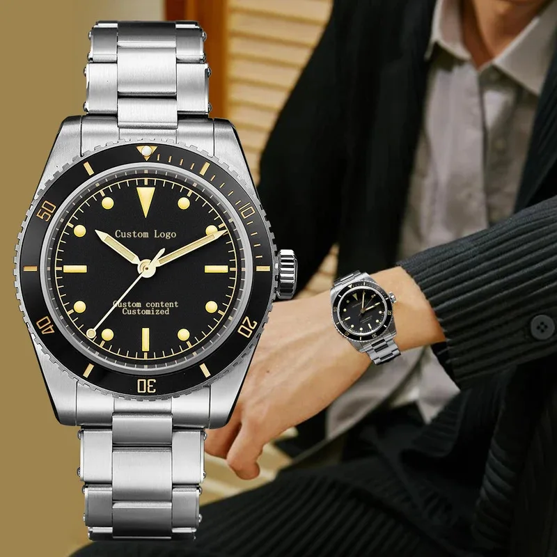 ساعة ميكانيكية أوتوماتيكية من Hestur NH35 حركة عتيقة مقاومة للماء للرجال 20bar من الفولاذ المقاوم للصدأ غواص للرجال 6200/6205/6208