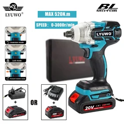 LYUWO 1/2 Inch Brushless Electric Impact Wrench 520N. M Multifunctional Cordless Electric Wrench, Screwdriver, And Electric Tool