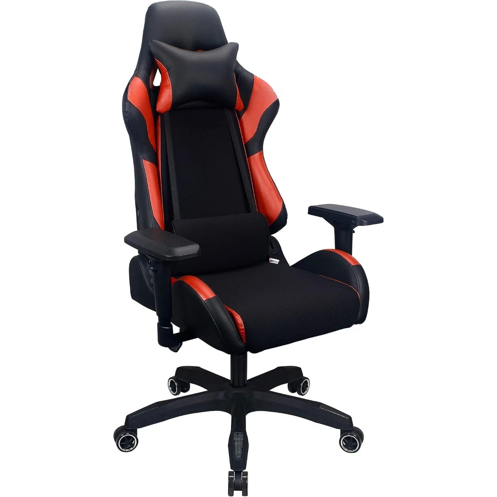 Gaming Chair, Adjustable Armrests, Mesh and PU Leather with Lumbar, High Back Racing Style Computer Chair