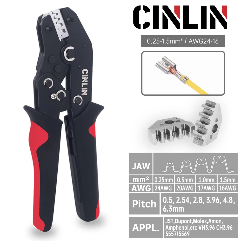 CLB-58B EDM Open Barrel Terminals Crimping Tools AWG28-18 0.08-1.0mm Car Wire Pliers Work With JST ZH PH XH VH Dupont Molex