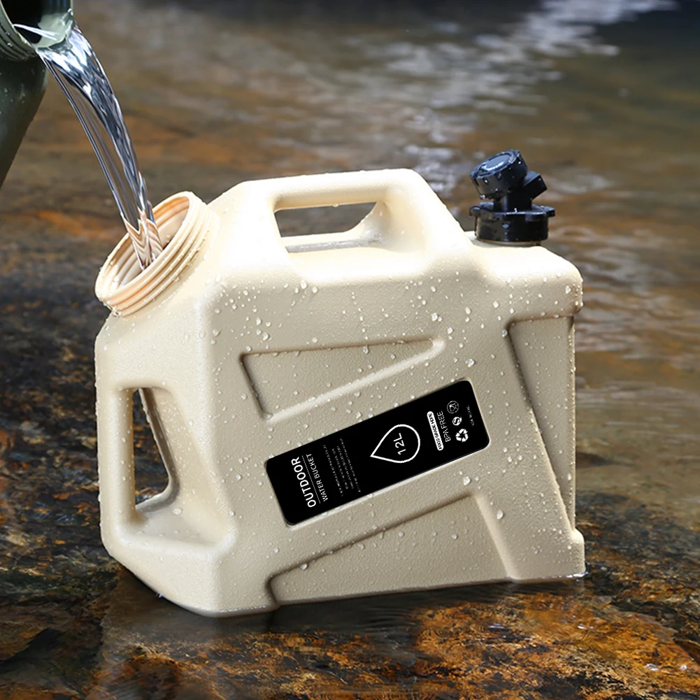 

12L Portable Emergency Water Can with Spigot Drinking Water Bucket Large Capacity Water Dispenser Carrier for Camping Hiking