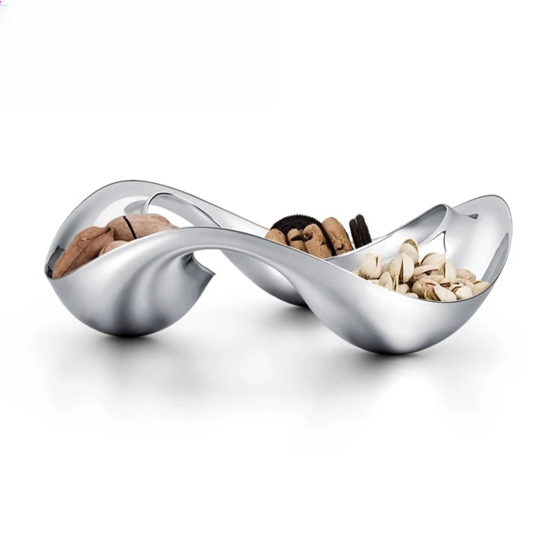 

Light luxury snack plate, fruit plate, Nordic stainless steel nut plate, living room coffee table ornament