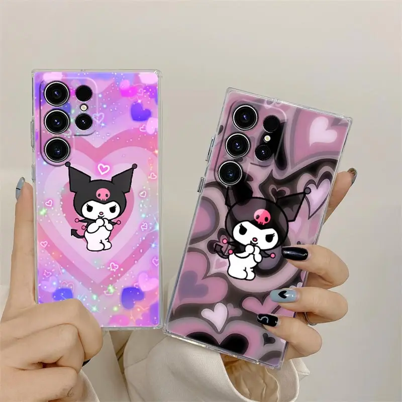 Cute Kuromi Cartoon Angel Girl Phone Case For Samsung S24 S23 Ultra S22 S20 Plus S21 FE Clear Cases Cover Galaxy S24Ultra Fundas