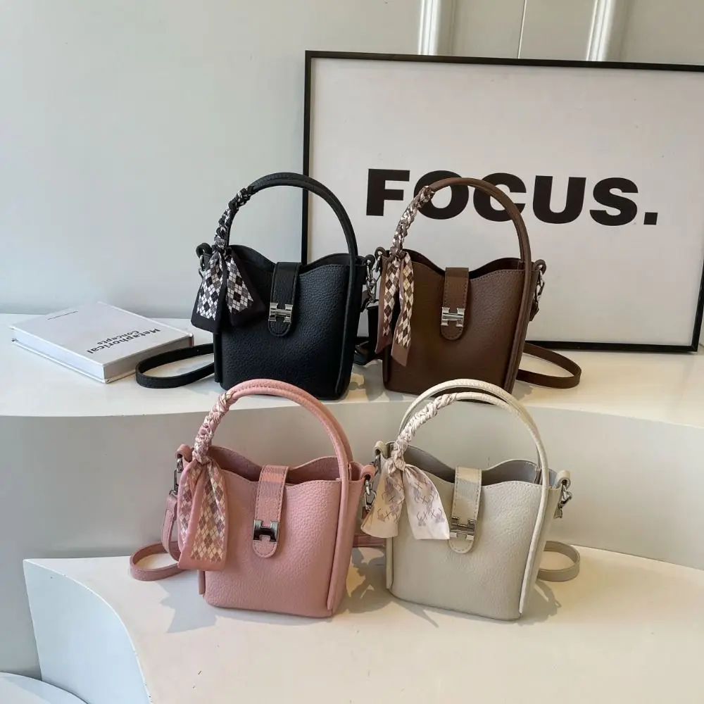 Gift Solid Color Underarm Shoudler Bags Letter with Ribbon Crossbody Bags PU Satchel Hobo Bag for Women