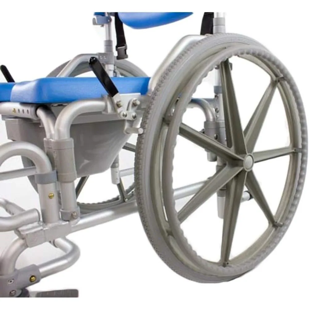 Bariatric Shower/Commode/Transport Chair, Heavy Duty 600lb Capacity, Padded, Retractable Arm and Foot Rests