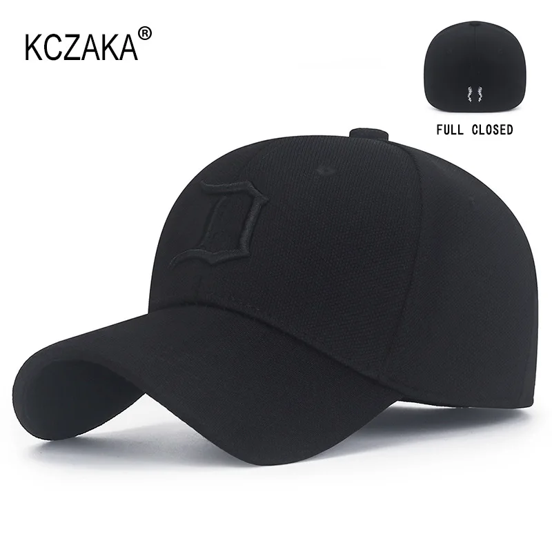 Brand Mens Full Closed Baseball Cap Causal 6 Panels Letter Polyester Stretchy Caps Gorras Bone Male Trucker Hat Casquette