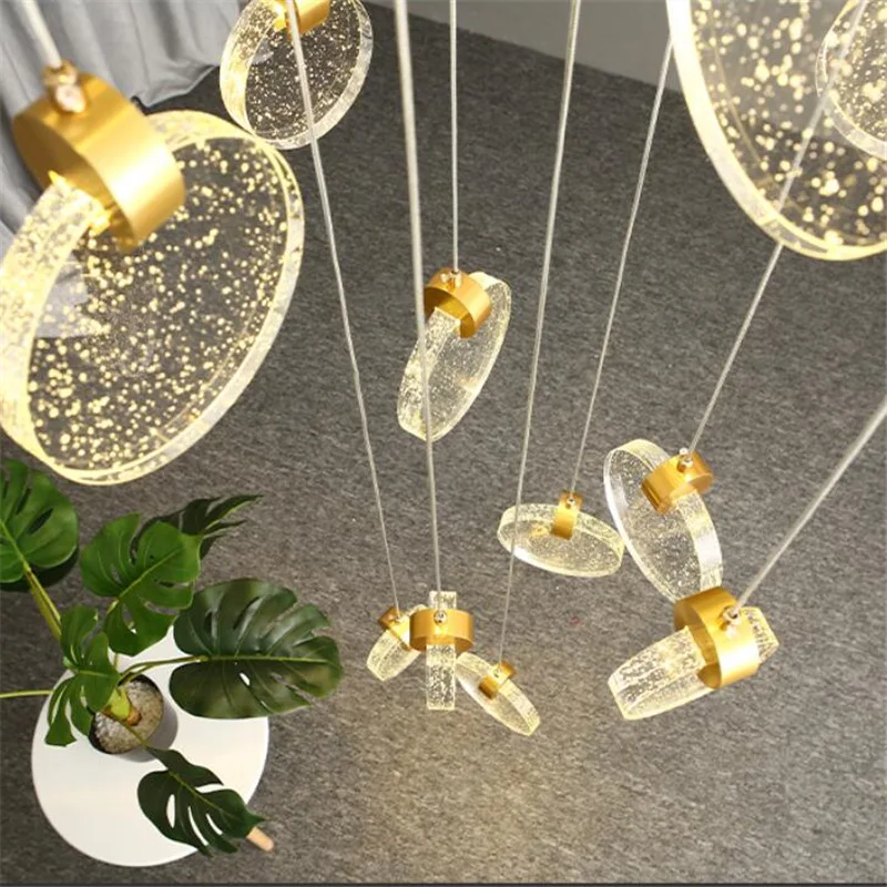 Modern Long Hollow Crystal Chandelier for Villa Living Room Spiral Staircase - Elegant Duplex Pendant Lighting