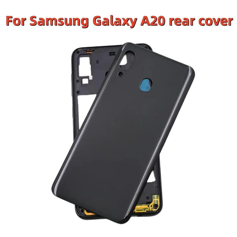 For Samsung Galaxy A20 A205 SM-A205F A205DS Middle Frame Bezel Battery Back Cover Rear Door +Camera Lens Full Housing a20