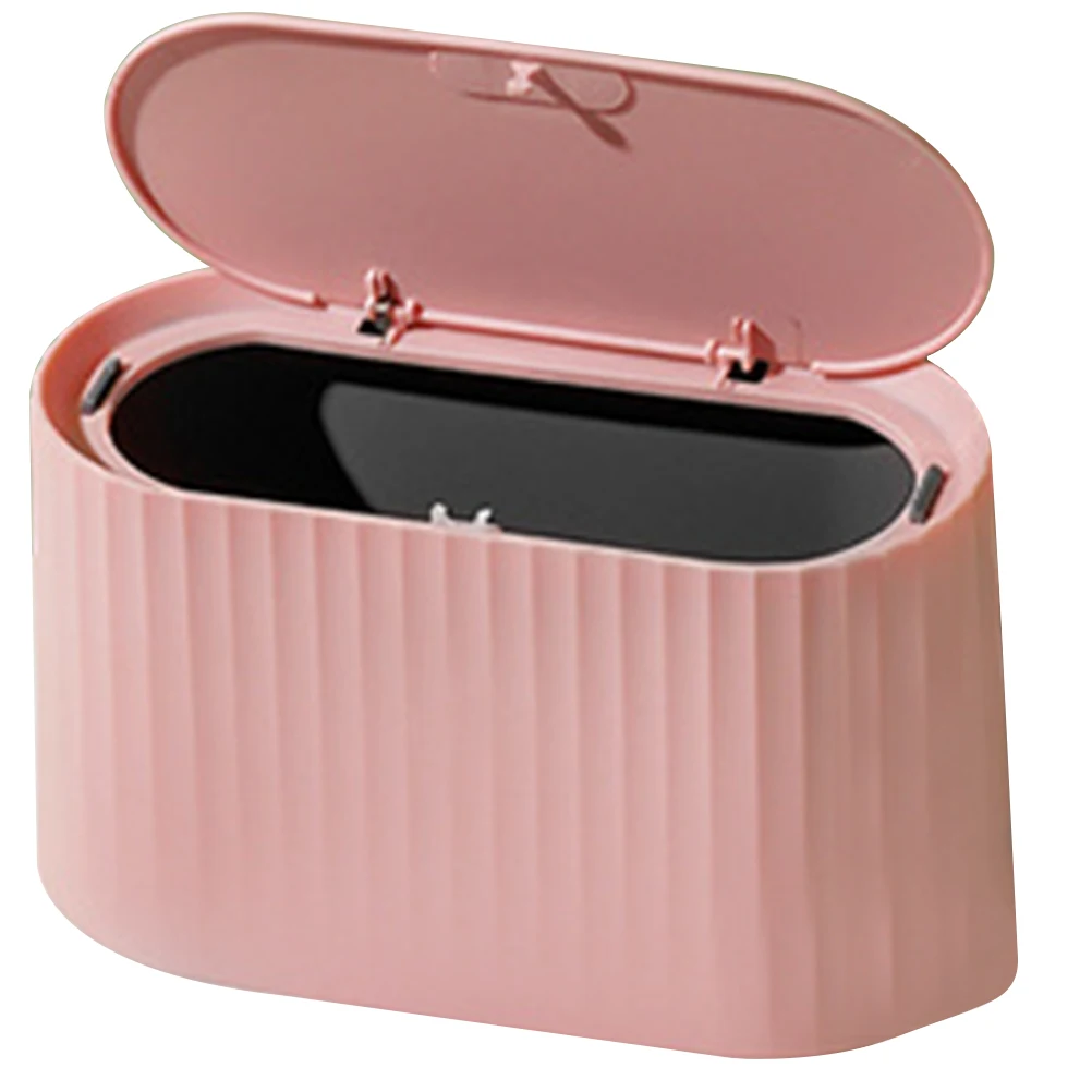 

Push Trash Can Garbage Bucket Desk Countertop Pink Pp Lightweight Small Desktop Garbage Container Office Versatile Miniature