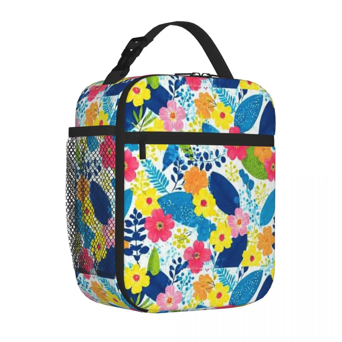 Bestselling Summertime Colorful Vibrant Flowers Modern Contemporary Portable Lunch Bag Office Picnic Break Leakproof Lunch Bag
