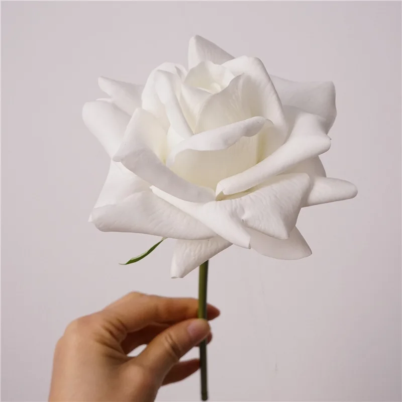 Premium Textured Rose Petals Short Stem Artificial Roses Wedding Decor Real Touch Faux Flower Bulk Discounts on Bridal Party - view 3