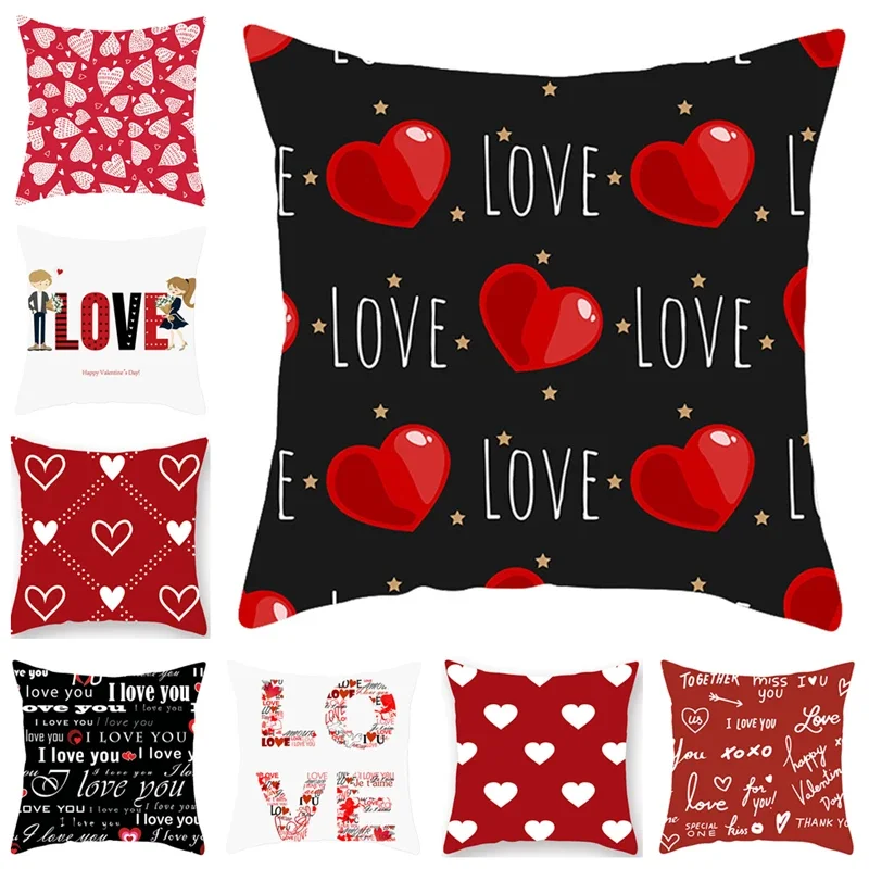 

Valentine's Day Gift Decorative Pattern Printed Soft Square Pillowslip Polyester Cushion Cover Pillowcase Living Room Home Decor