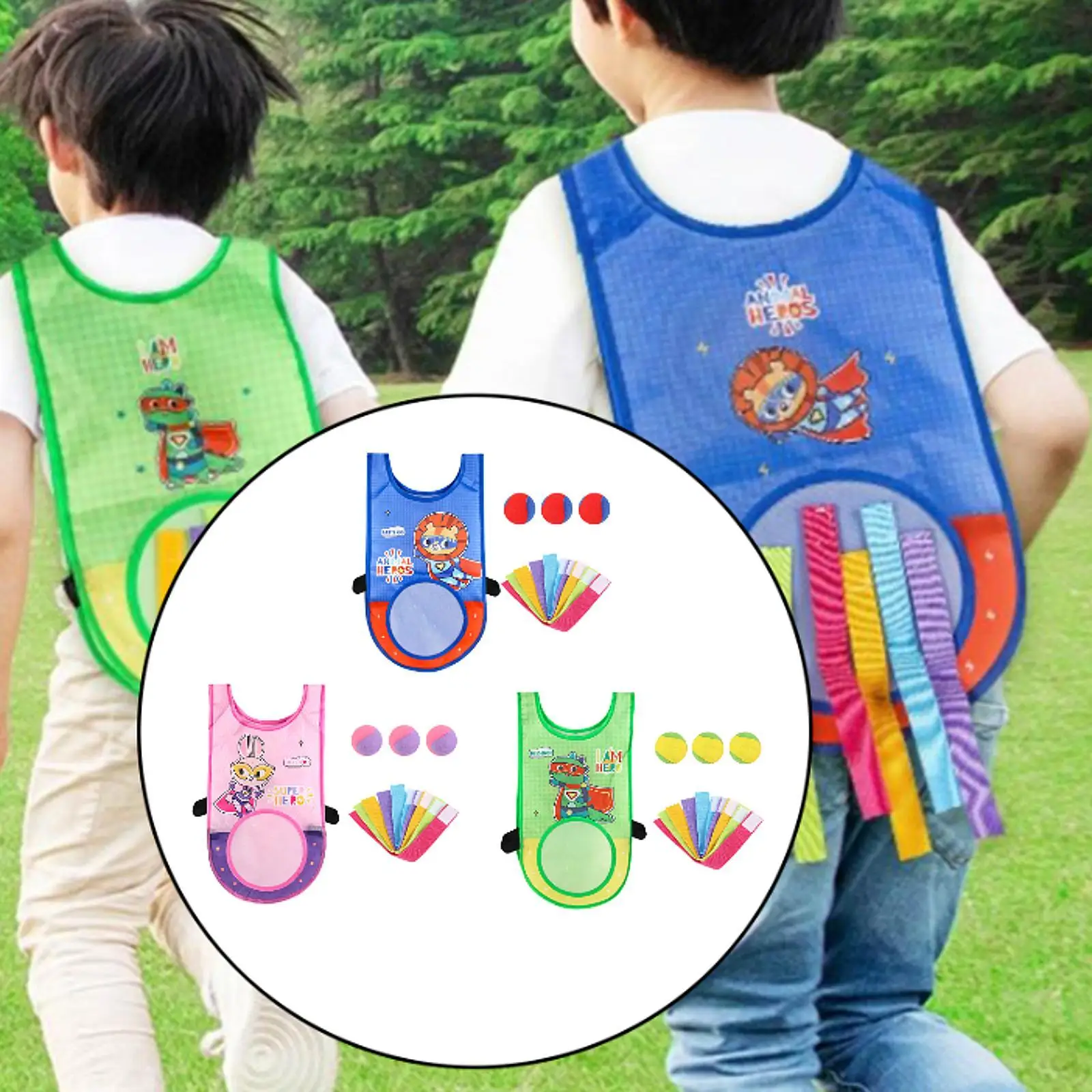 

Interactive Dodgeball Kit with Sticky Vest And Play Balls for Lawn Games