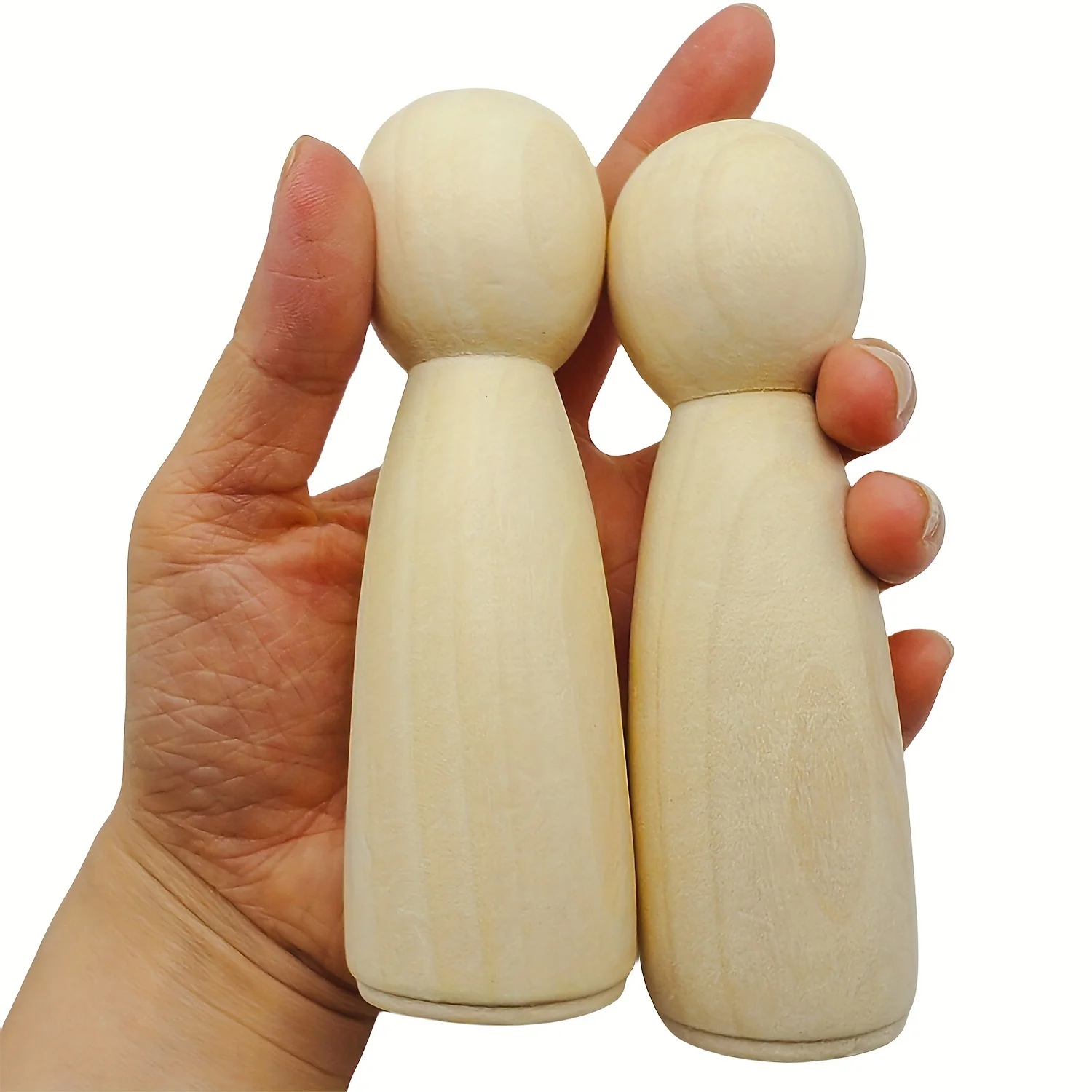 Pack of 2 Unfinished Wooden Peg People for DIY Crafts and Painting Wood Peg Dolls 4.75 inch