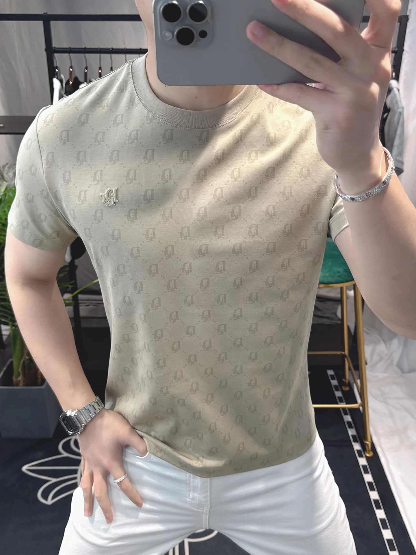 

ZhanChao Brand Men's ort Sve T-irt round Ne Casual Printed Comfortable Breathable Sweat Absorbent Summer New Sle