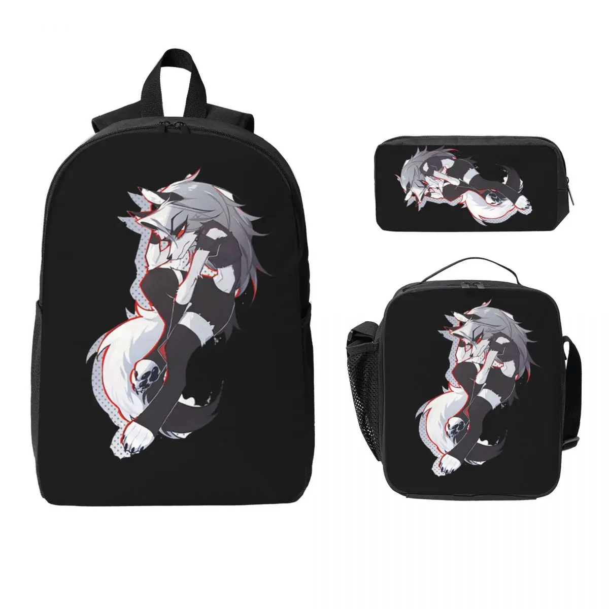 

Helluva Boss Loona Backpack Student Boys Girls BookBag School Bag Laptop Shoulder Bags 3ps Insulated Lunch Bag Pencil Case