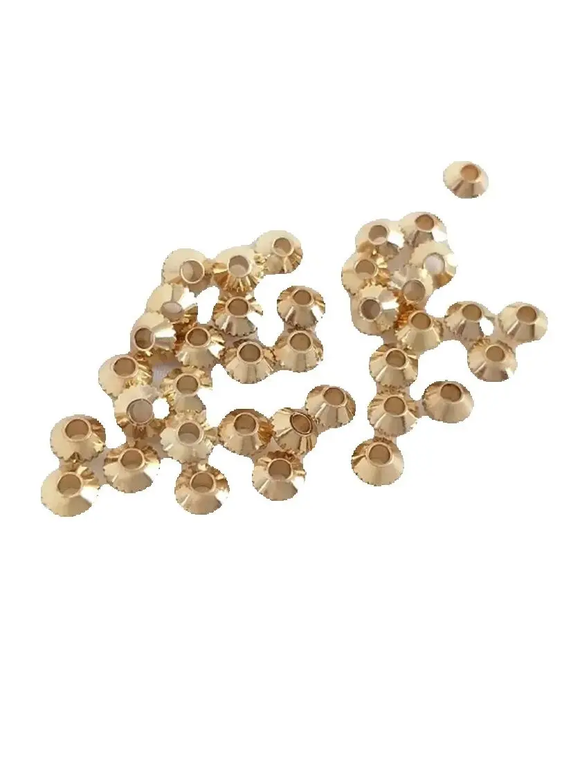 

14K Gold Wrapped Shallow Gold Gear Flying Saucer Loose Beads Separated Beads Accessories Handmade DIY Bracelets Jewelry Material