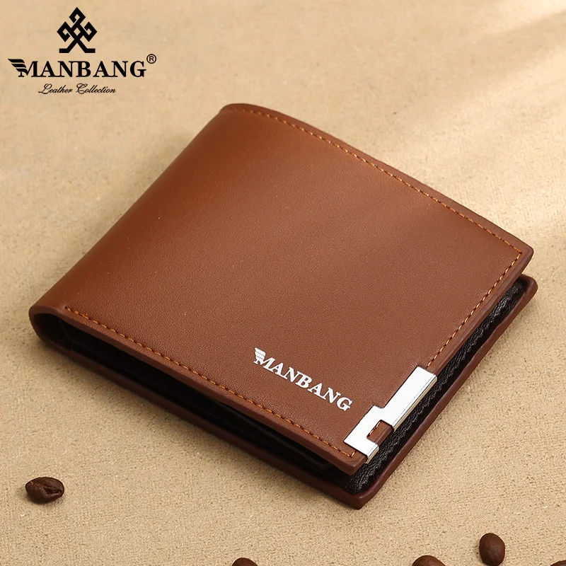 Hot Selling New Men\'s Short Wallet Iron Edge Korean Youth Men\'s Horizontal Wallet Trend Card Pack Purse