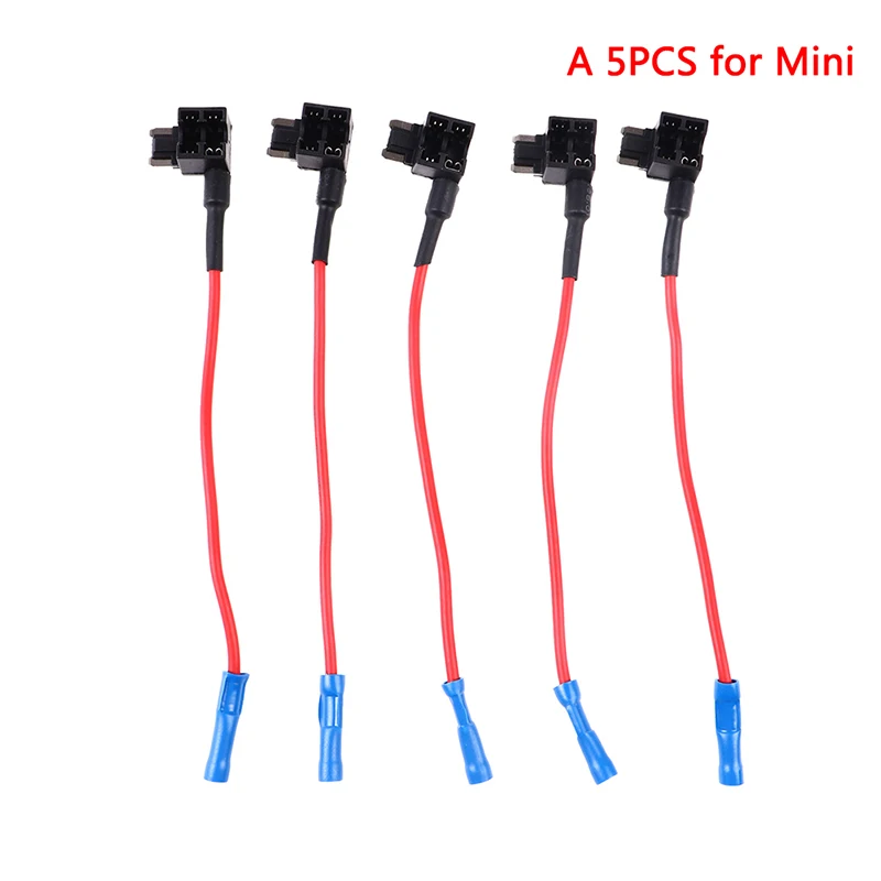 5PCS Mew 16.5cm High Quality Car Fuse Holder Add-a-circuit TAP Adapter Micro Mini Standard ATM Blade Fuse MINI SMALL MEDIUM Size