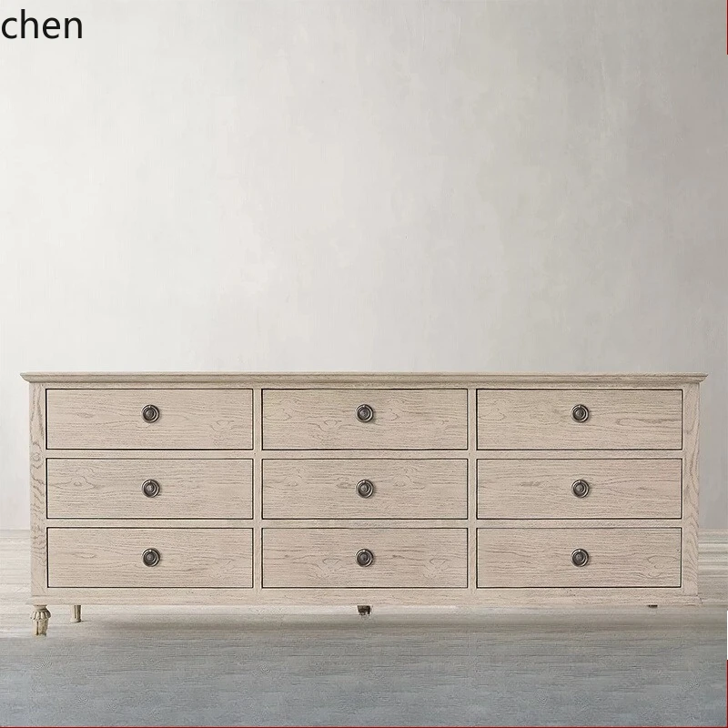 HTT retro living room old entrance cabinet creative solid wood chest cabinet dining side bedroom locker