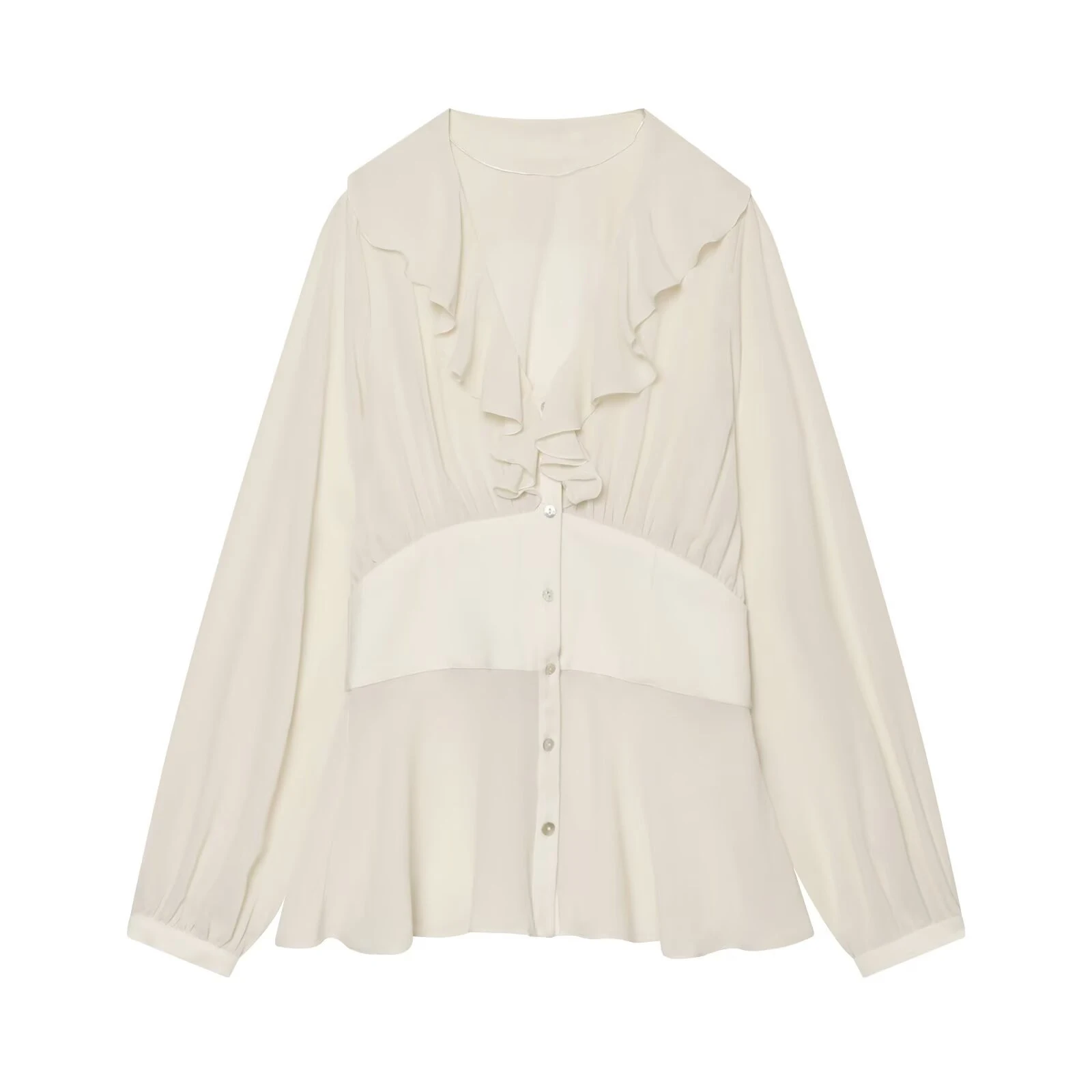 2026 early autumn new women's fashion versatile long sleeved V-neck slim fit layered decorative shirt